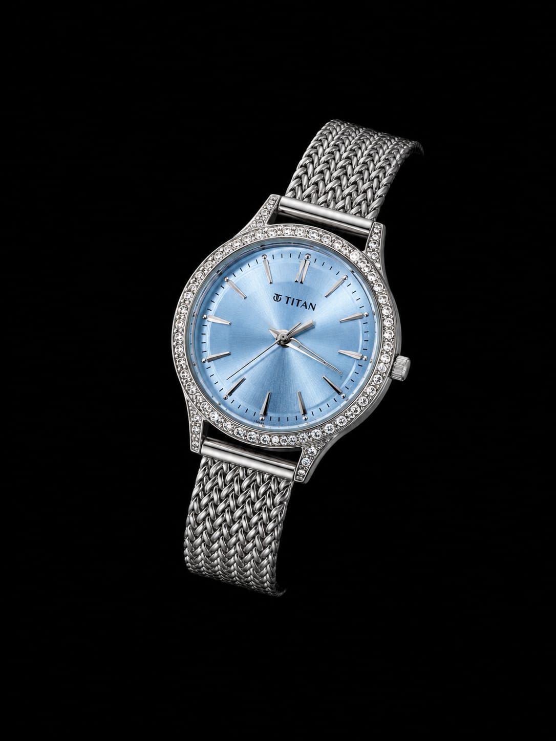 Titan Diamond Customized Luxury Women's Watch – Ice Blue Dial Edition