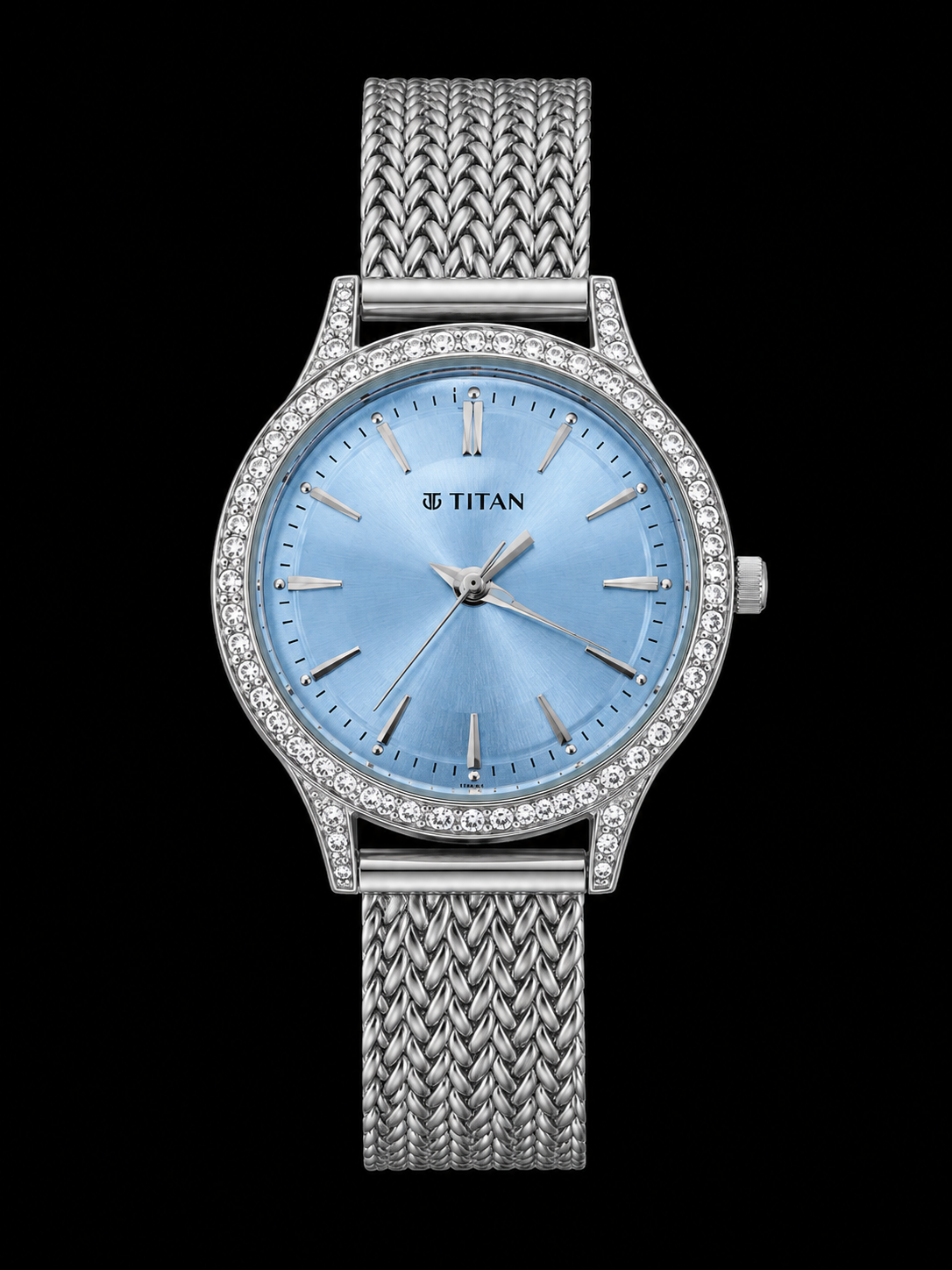 Titan Diamond Customized Luxury Women's Watch – Ice Blue Dial Edition