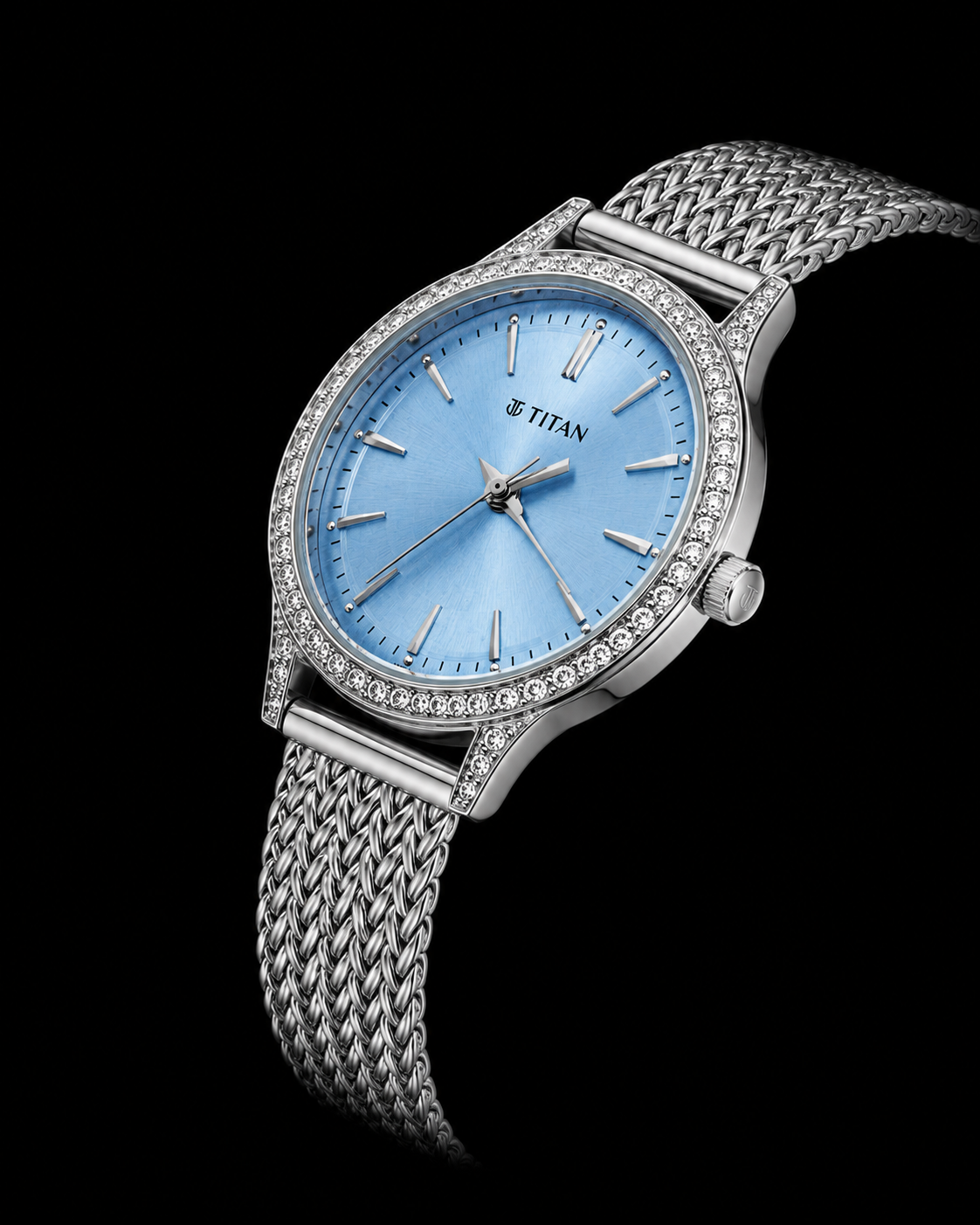 Titan Diamond Customized Luxury Women's Watch – Ice Blue Dial Edition