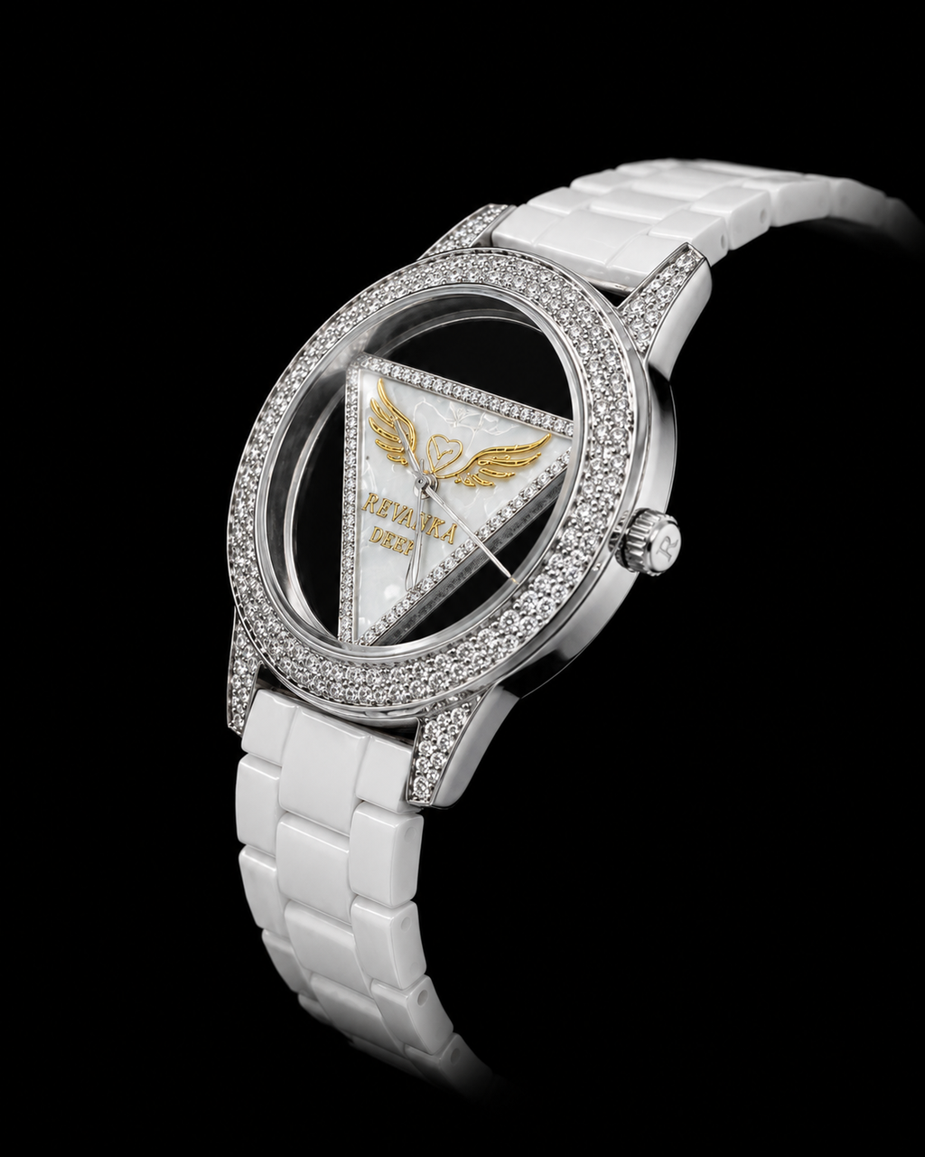 Revaanka Défi Diamond Customized Luxury Women's Watch – White Ceramic Edition