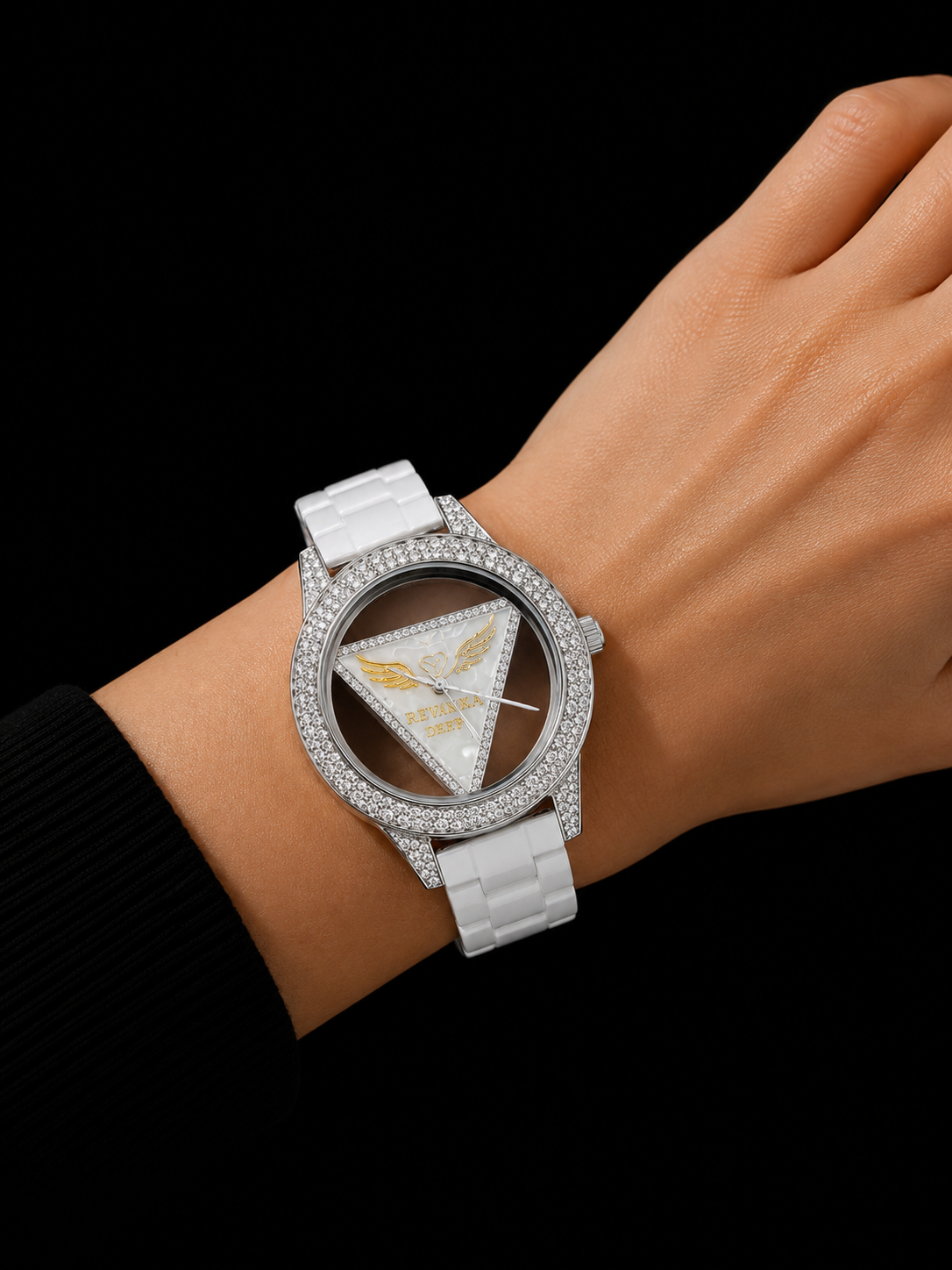 Revaanka Défi Diamond Customized Luxury Women's Watch – White Ceramic Edition