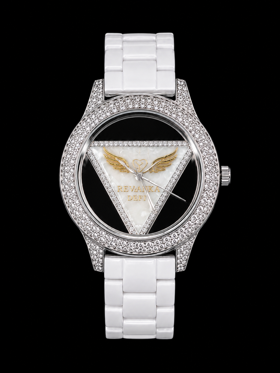 Revaanka Défi Diamond Customized Luxury Women's Watch – White Ceramic Edition
