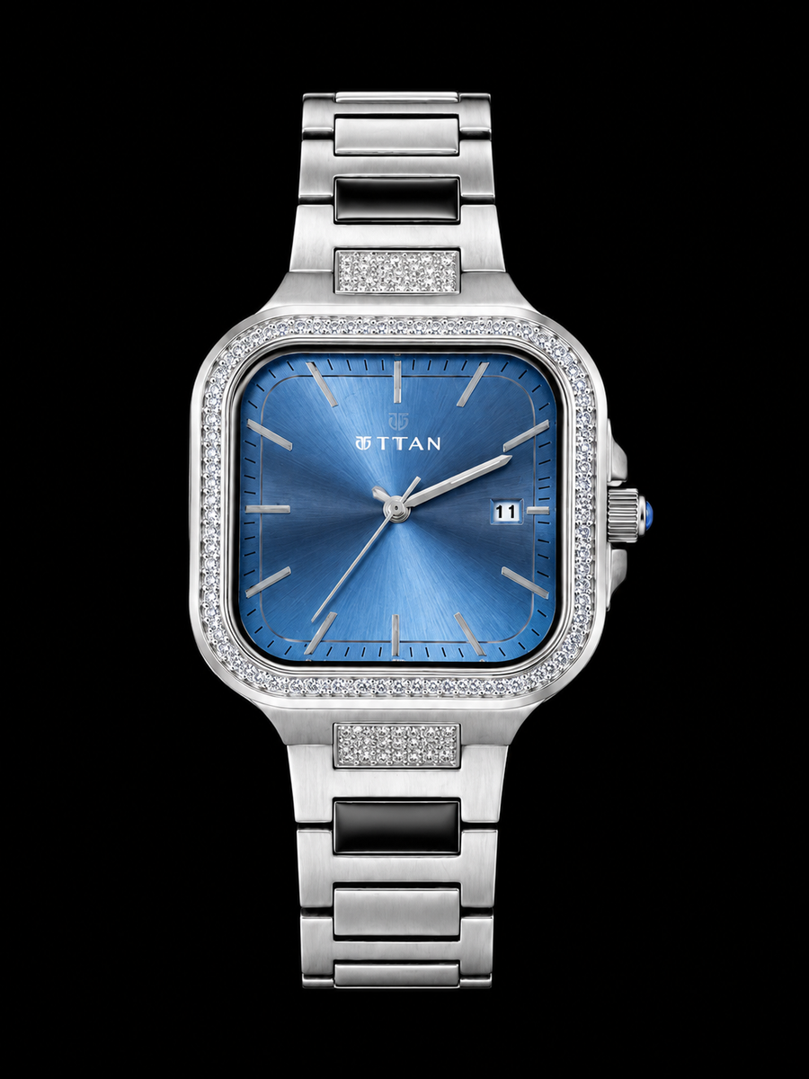 Titan Diamond Customized Luxury Blue Dial Women's Watch