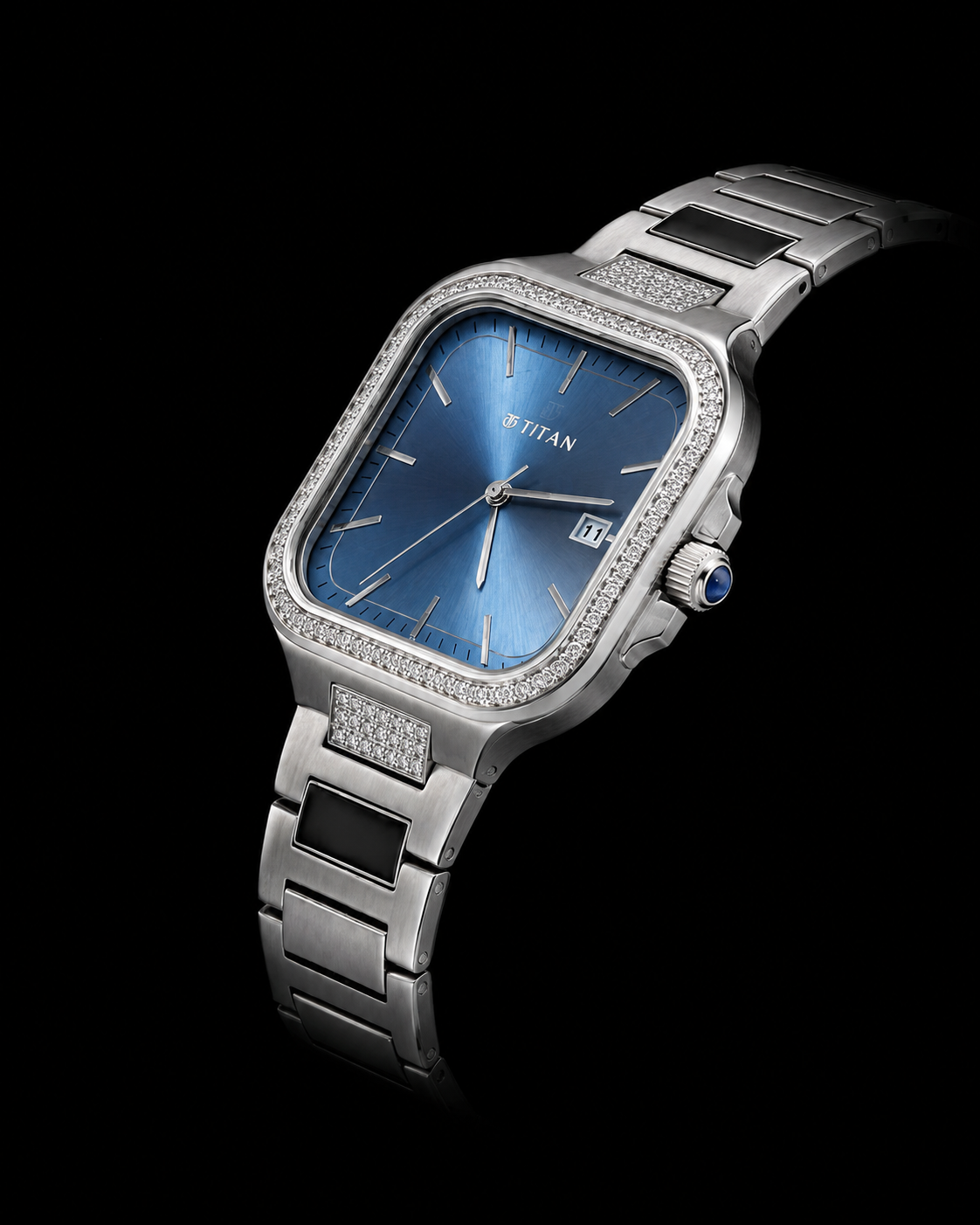 Titan Diamond Customized Luxury Blue Dial Women's Watch