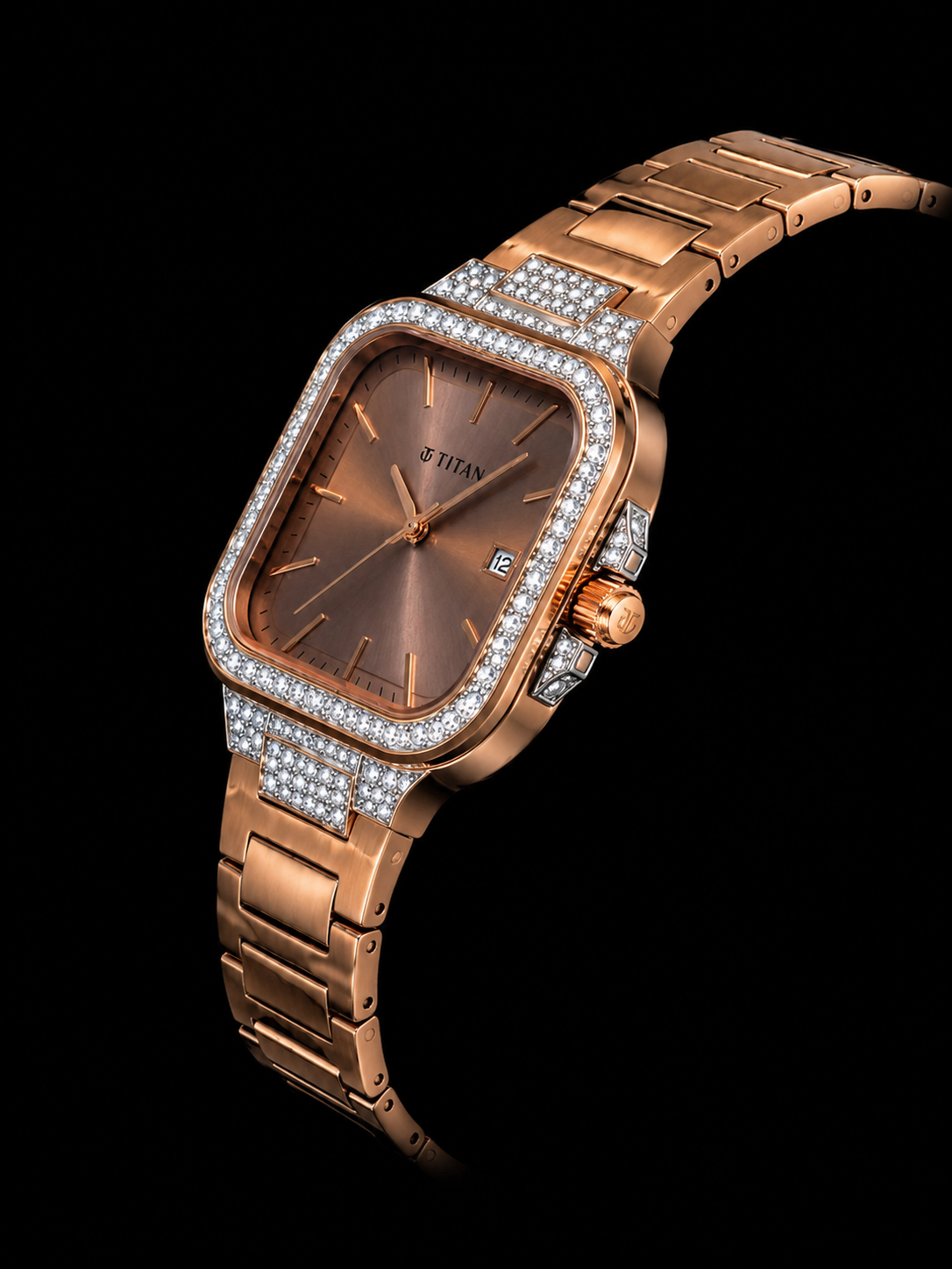 Titan Diamond Customized Rose Gold Luxury Women's Watch