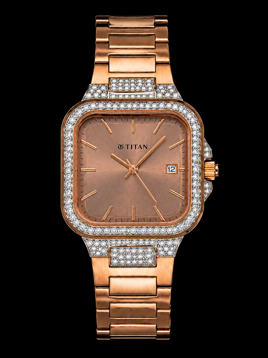 Titan Diamond Customized Rose Gold Luxury Women's Watch