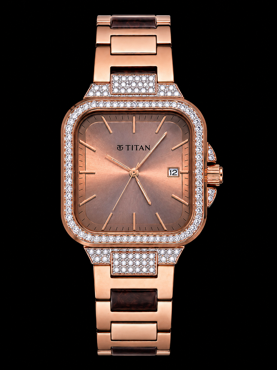 Titan Diamond Customized Rose Gold Luxury Women's Watch