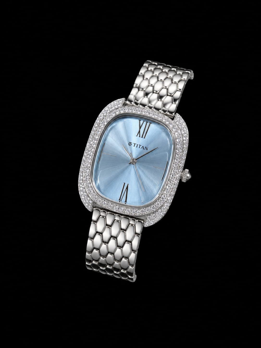 Titan Diamond Customized Luxury Women's Watch – Ice Blue Dial Edition
