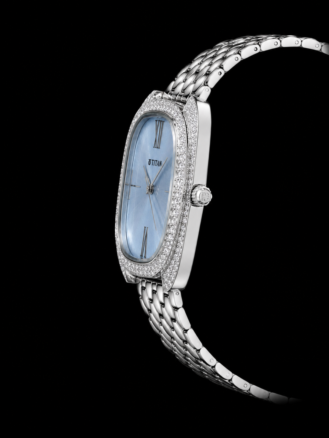 Titan Diamond Customized Luxury Women's Watch – Ice Blue Dial Edition