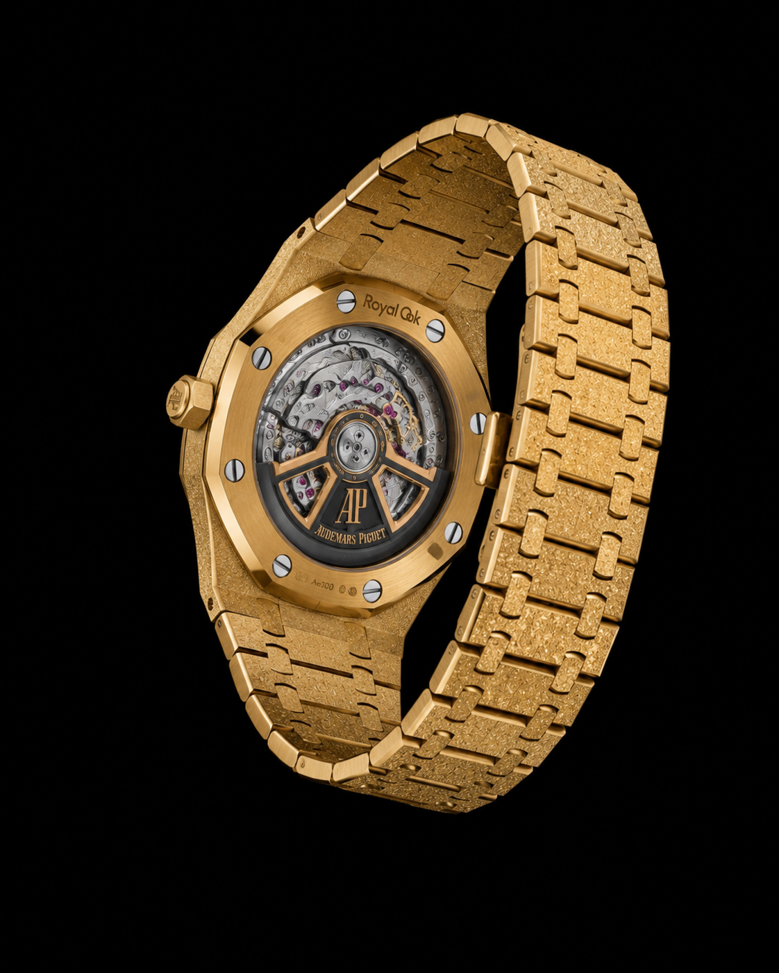 Luxury Gold Skeleton Watch with Rainbow Diamond Bezel