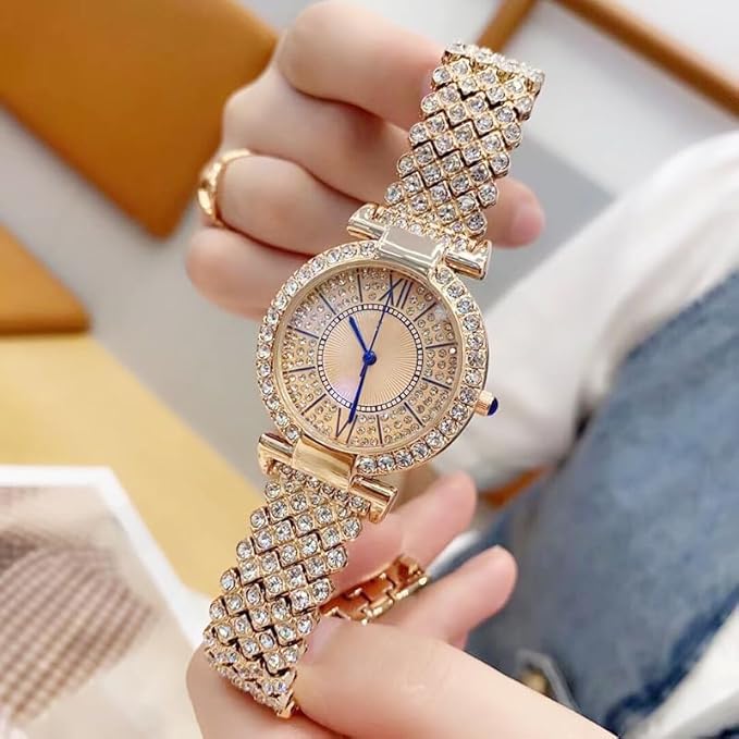 Royal Rose Gold Crystal Bracelet Watch for Women