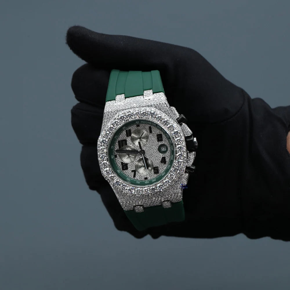 Royal Emerald Ice Chronograph Diamond Watch