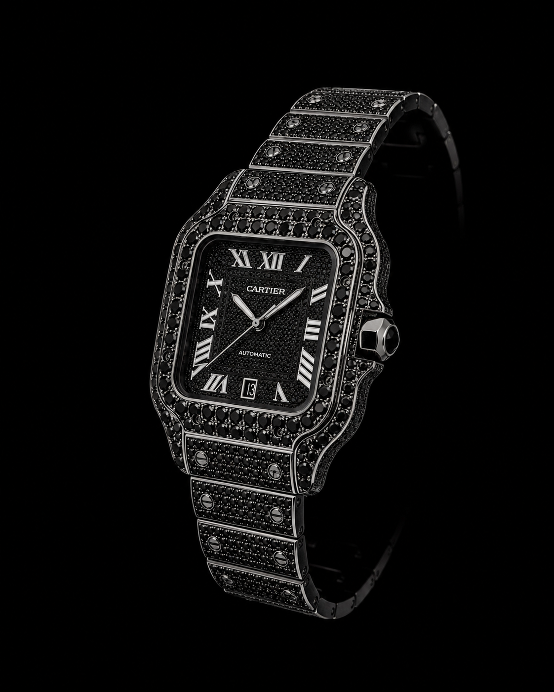 Cartier Black Diamond Customized Luxury Watch
