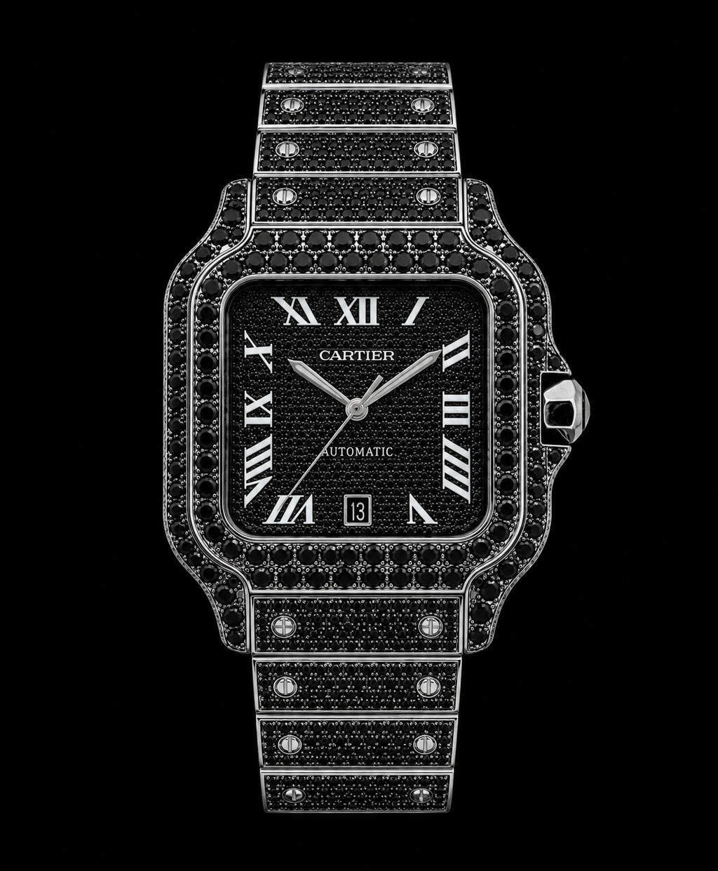 Cartier Black Diamond Customized Luxury Watch