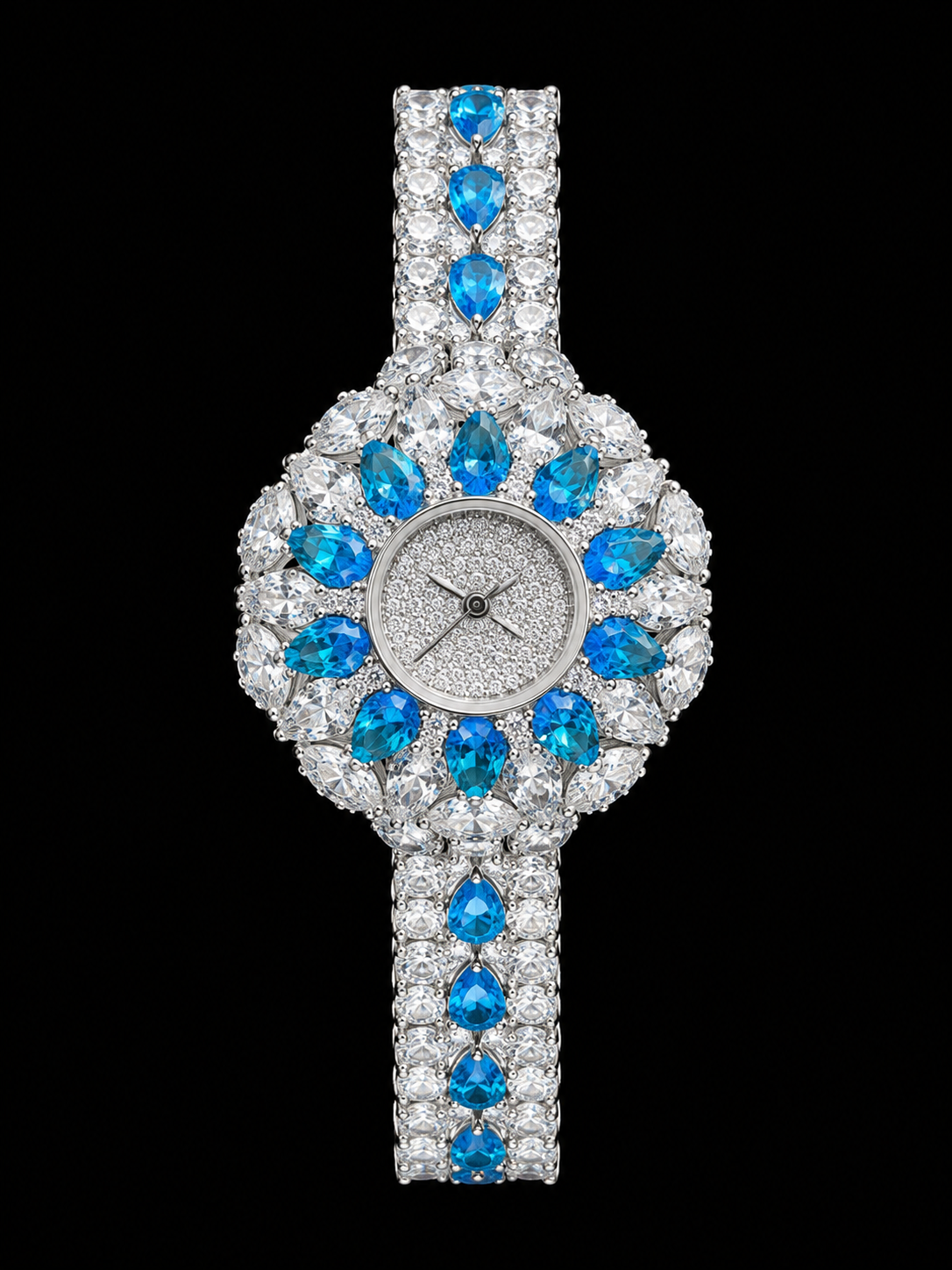 Blue Sapphire & Diamond Customized Luxury Women's Watch