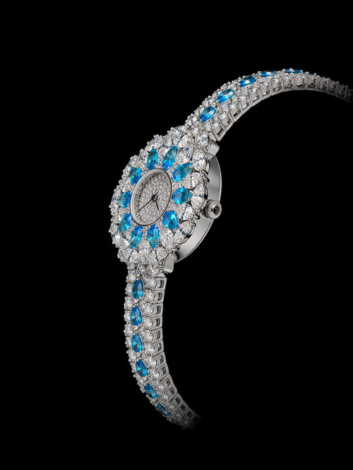 Blue Sapphire & Diamond Customized Luxury Women's Watch